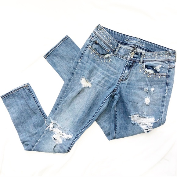 American Eagle Outfitters Denim - American Eagle studded ripped skinny denim jeans 8